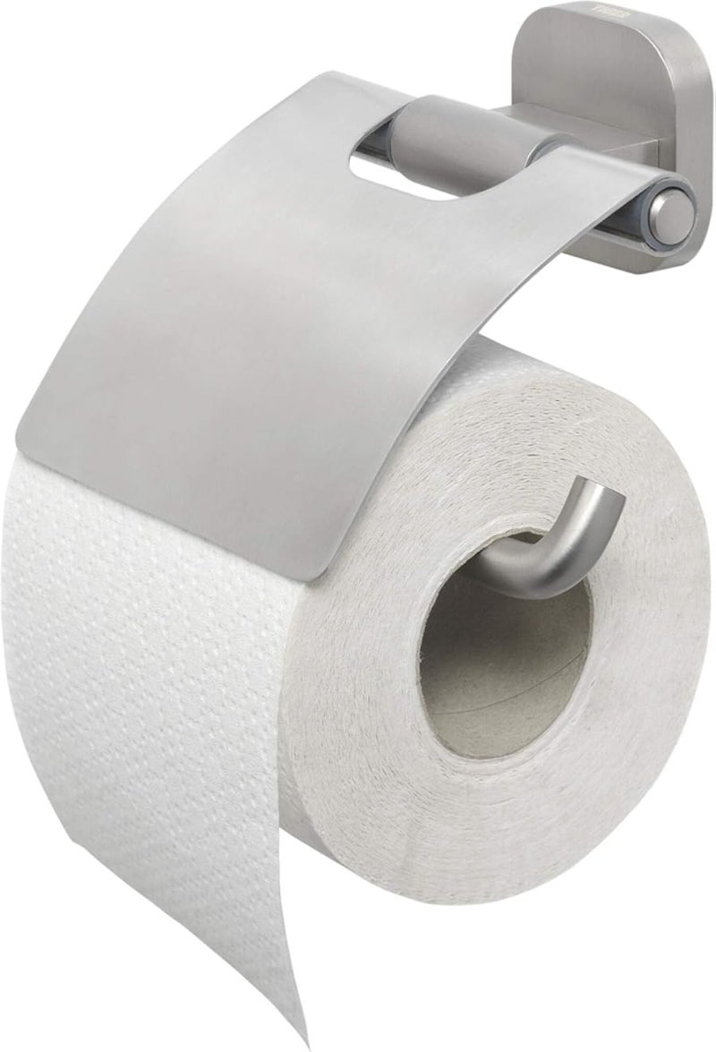 حامل ورق تواليت تايجر راموس مع غطاء، مصنوع من الفولاذ المقاوم للصدأ المصقول، 13.6 × 12.2 × 4.8 سم